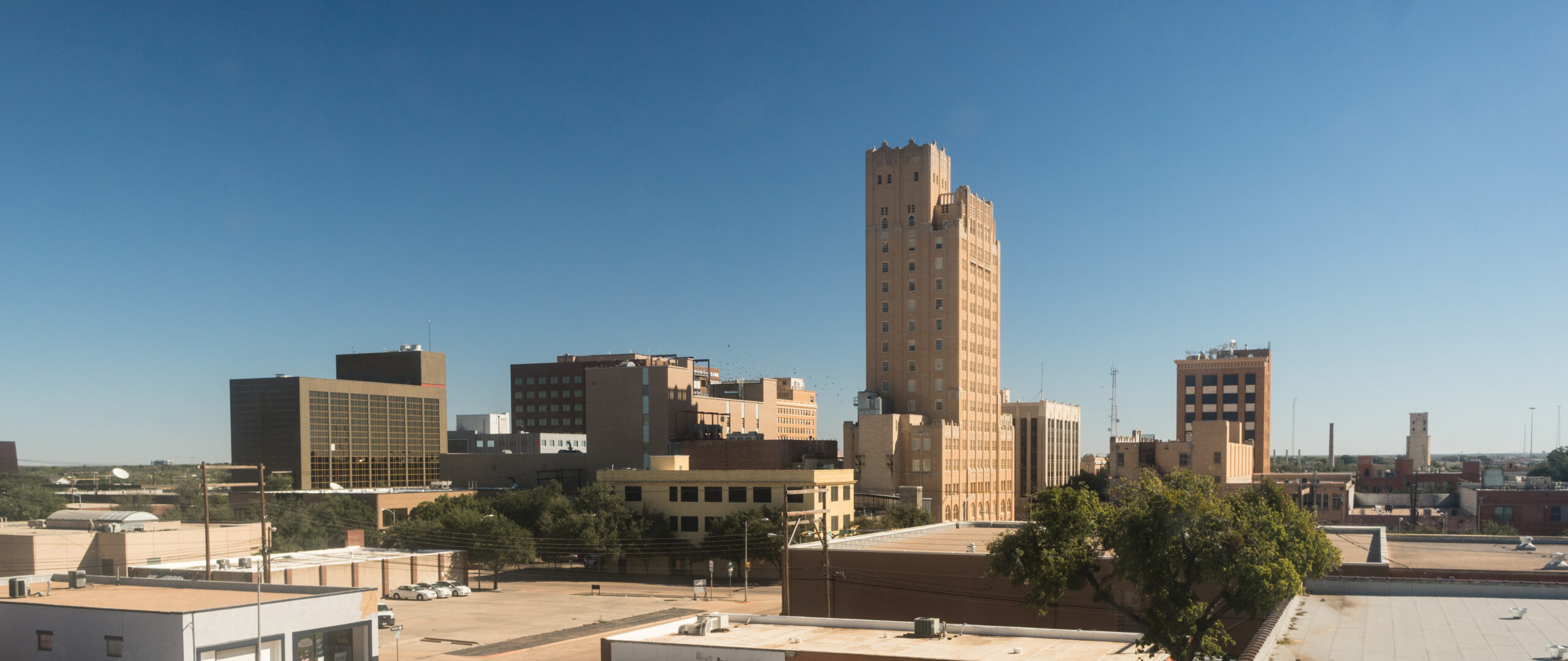 Abilene Texas Downtown City Skyliine Late Summer Weekend Afterno